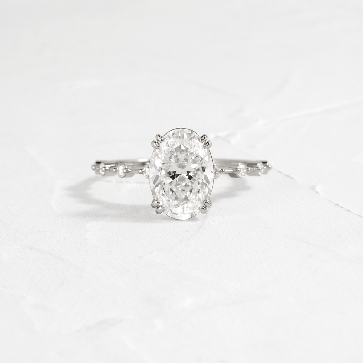 Double Prong Pave-Oval Lab Grown Diamond Engagement Ring