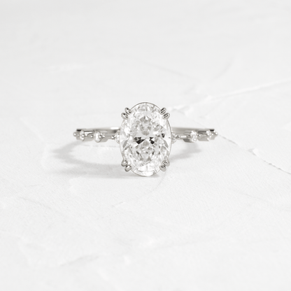 Double Prong Pave-Oval Lab Grown Diamond Engagement Ring