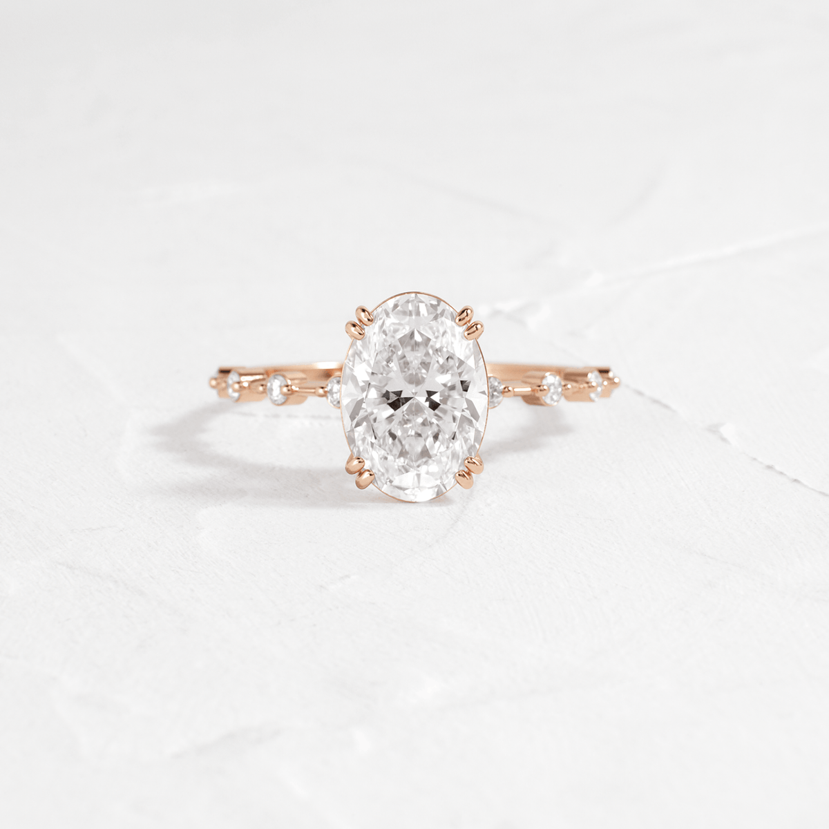 Double Prong Pave-Oval Lab Grown Diamond Engagement Ring