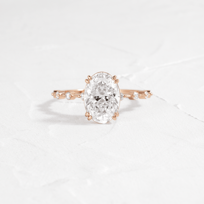 Double Prong Pave-Oval Lab Grown Diamond Engagement Ring