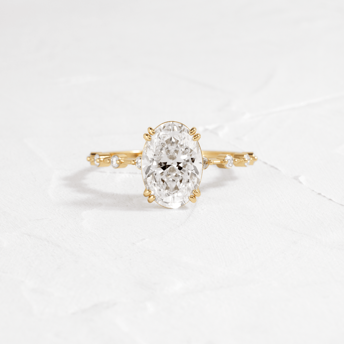 Double Prong Pave-Oval Lab Grown Diamond Engagement Ring