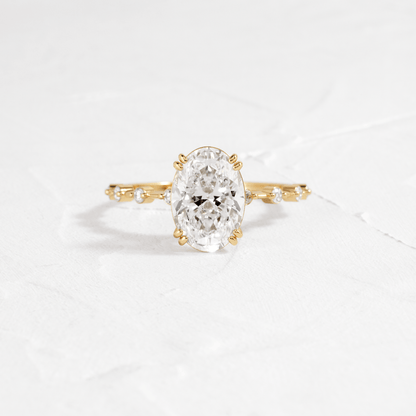 Double Prong Pave-Oval Lab Grown Diamond Engagement Ring