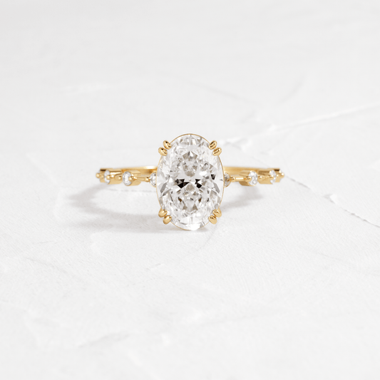 Double Prong Pave-Oval Lab Grown Diamond Engagement Ring