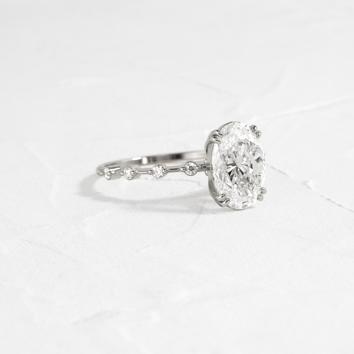 Double Prong Pave-Oval Lab Grown Diamond Engagement Ring
