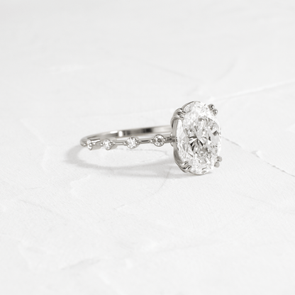 Double Prong Pave-Oval Lab Grown Diamond Engagement Ring
