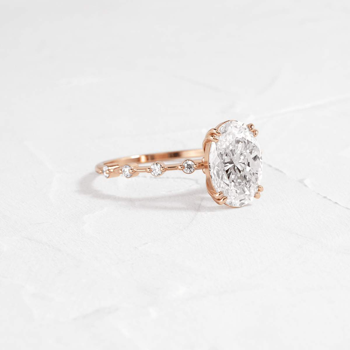 Double Prong Pave-Oval Lab Grown Diamond Engagement Ring