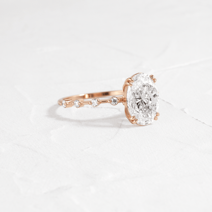 Double Prong Pave-Oval Lab Grown Diamond Engagement Ring