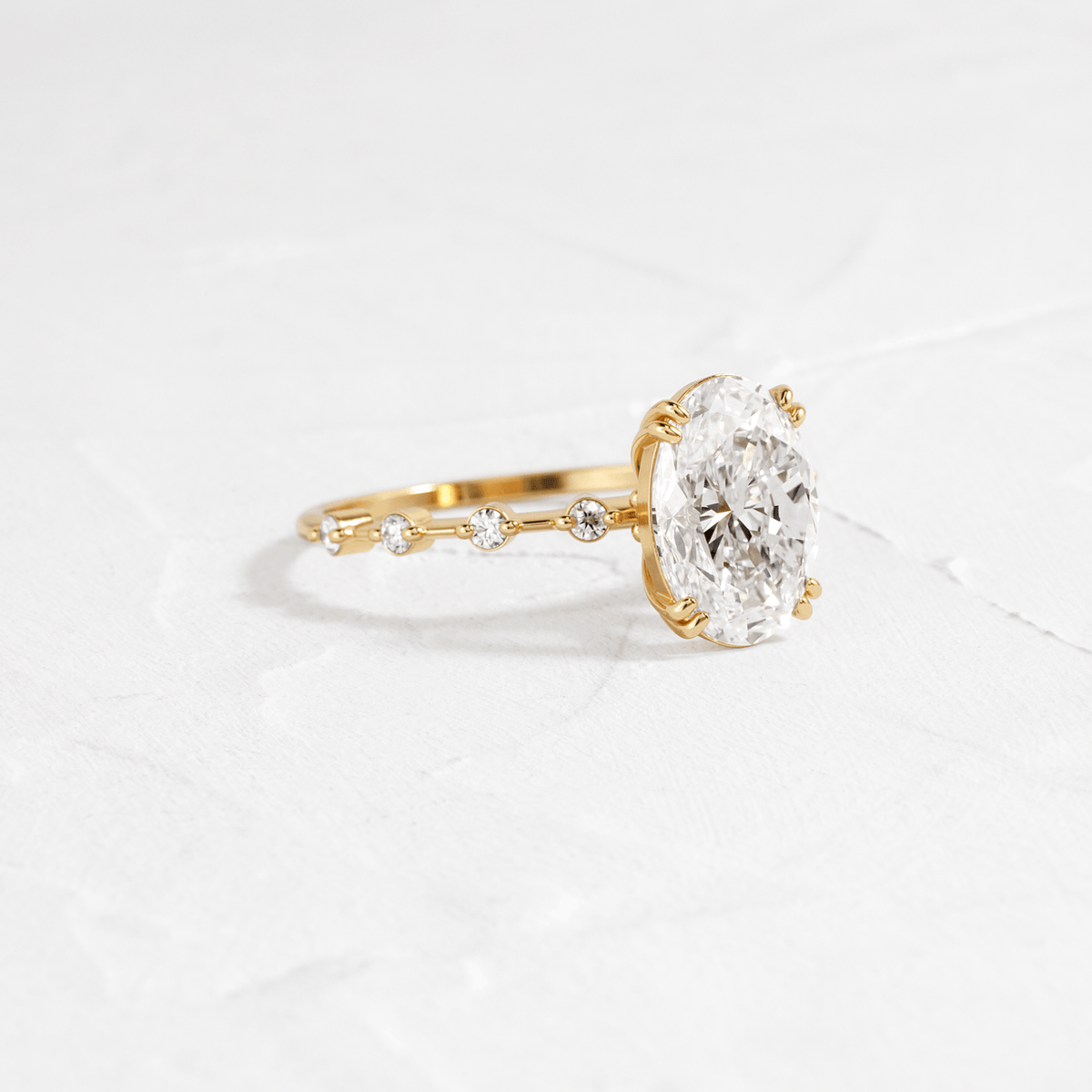 Double Prong Pave-Oval Lab Grown Diamond Engagement Ring