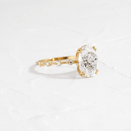 Double Prong Pave-Oval Lab Grown Diamond Engagement Ring