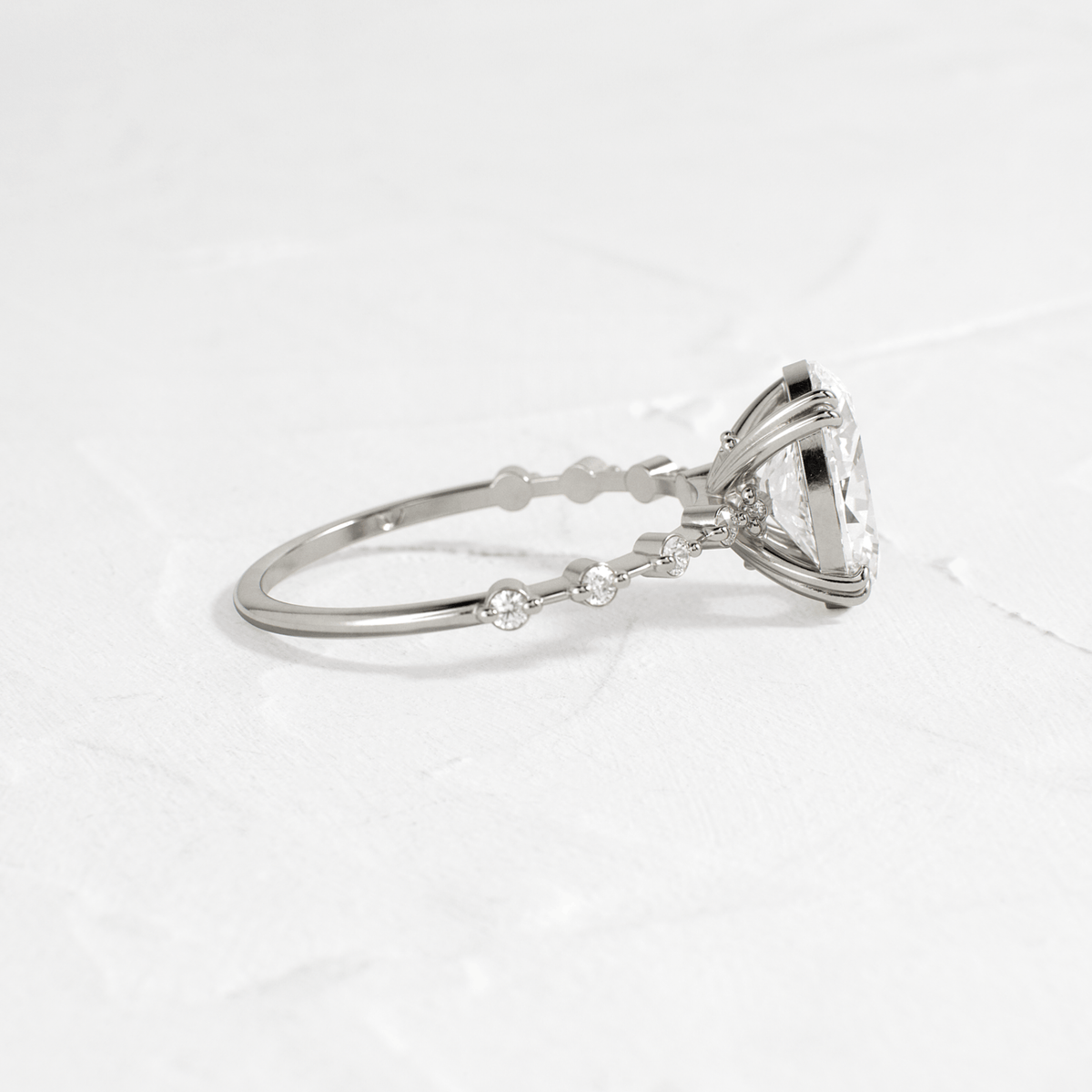 Double Prong Pave-Oval Lab Grown Diamond Engagement Ring