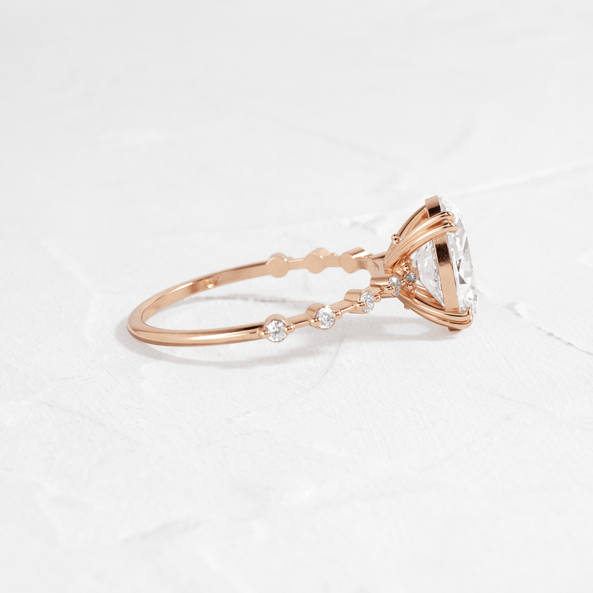 Double Prong Pave-Oval Lab Grown Diamond Engagement Ring