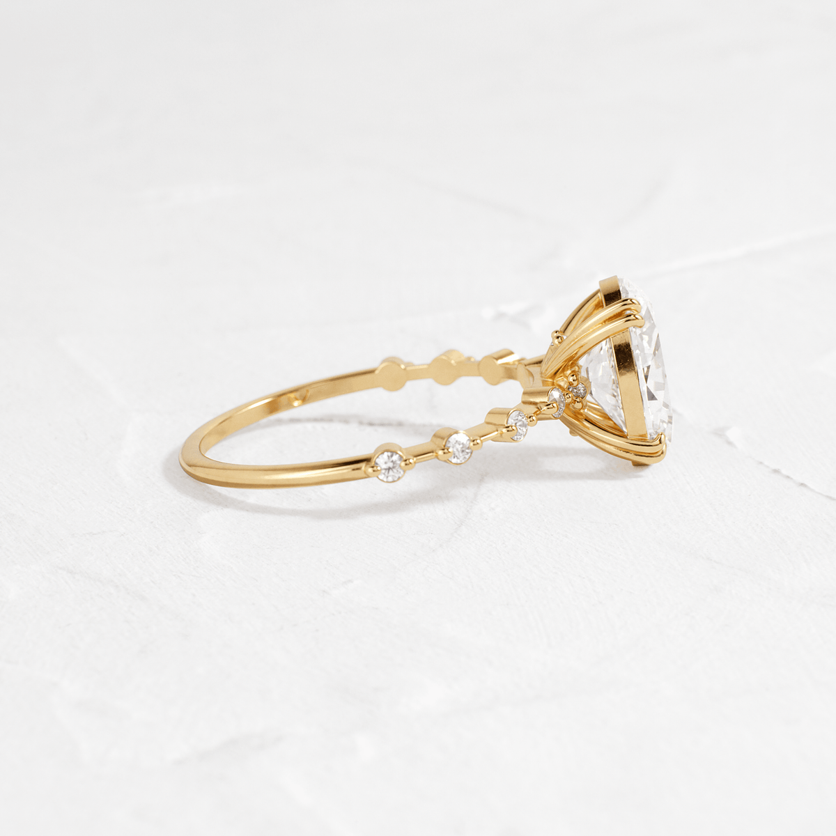 Double Prong Pave-Oval Lab Grown Diamond Engagement Ring