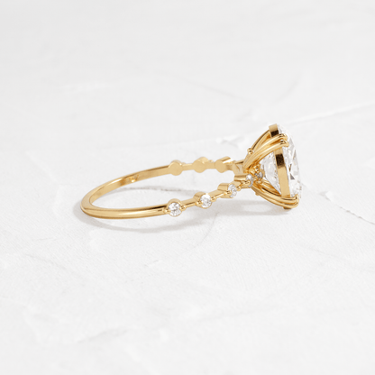 Double Prong Pave-Oval Lab Grown Diamond Engagement Ring