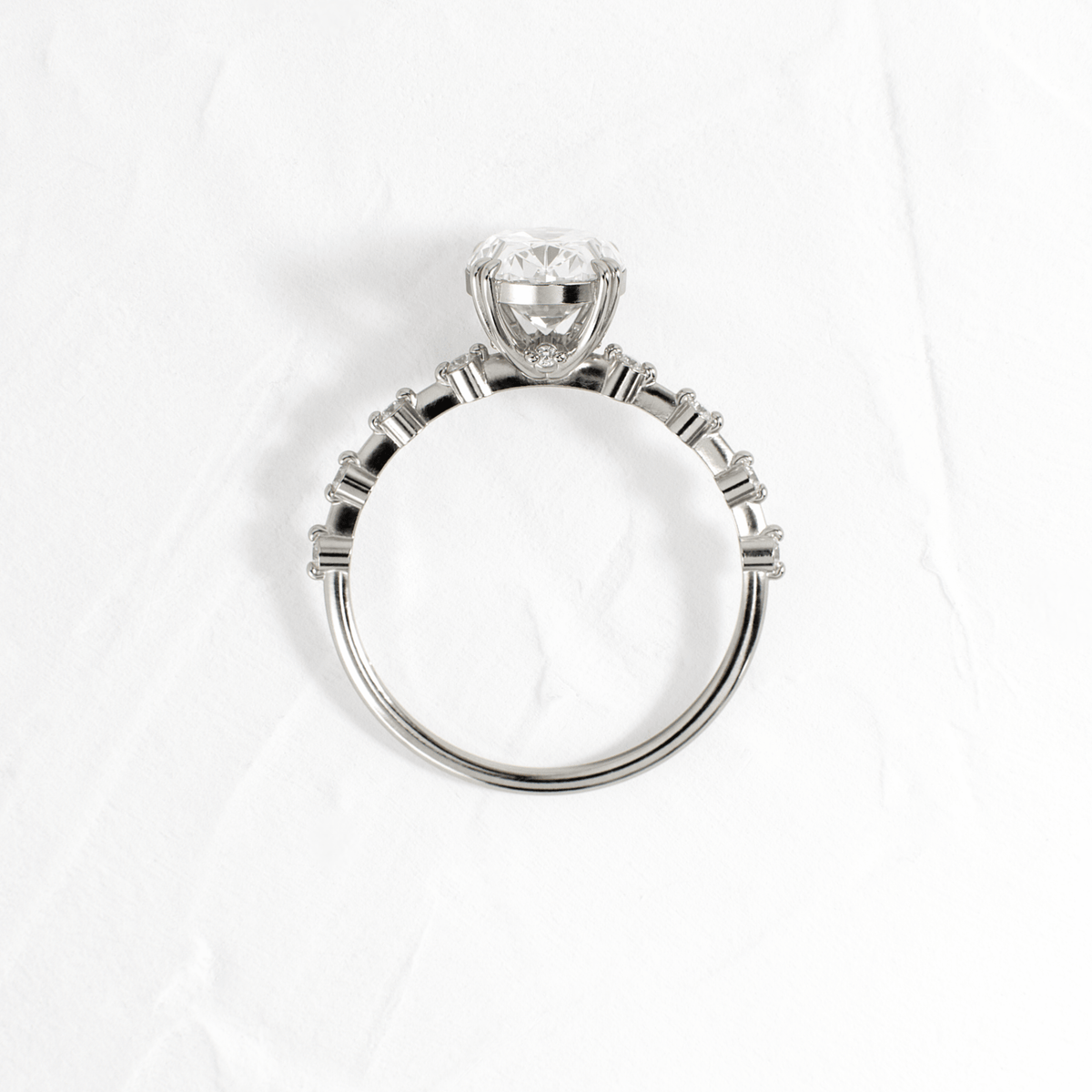 Double Prong Pave-Oval Lab Grown Diamond Engagement Ring