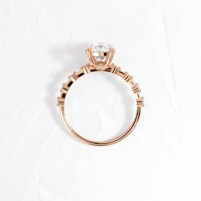 Double Prong Pave-Oval Lab Grown Diamond Engagement Ring