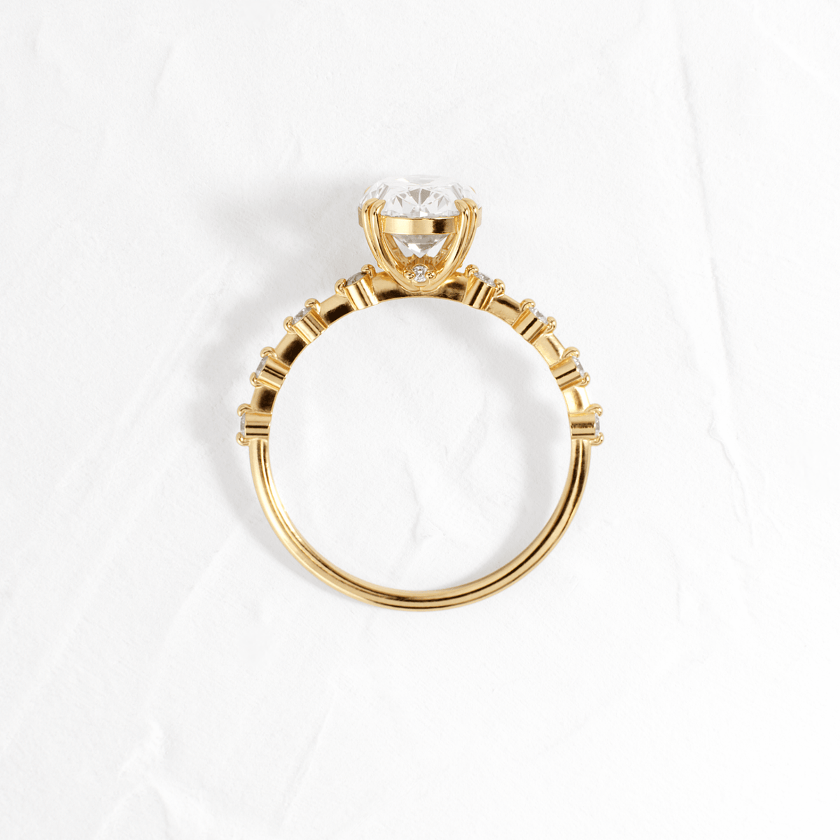 Double Prong Pave-Oval Lab Grown Diamond Engagement Ring