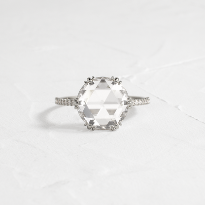 Pave-Rose Cut Lab Grown Diamond Engagement Ring