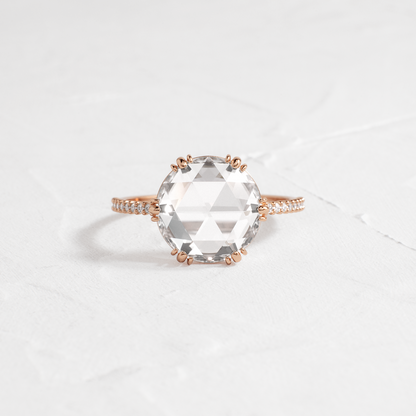 Pave-Rose Cut Lab Grown Diamond Engagement Ring