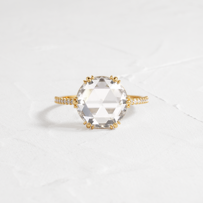 Pave-Rose Cut Lab Grown Diamond Engagement Ring