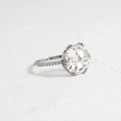 Pave-Rose Cut Lab Grown Diamond Engagement Ring