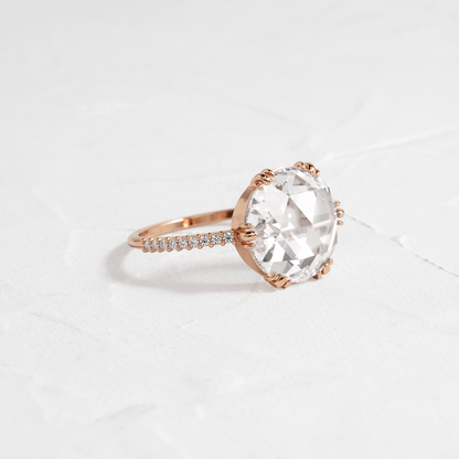 Pave-Rose Cut Lab Grown Diamond Engagement Ring