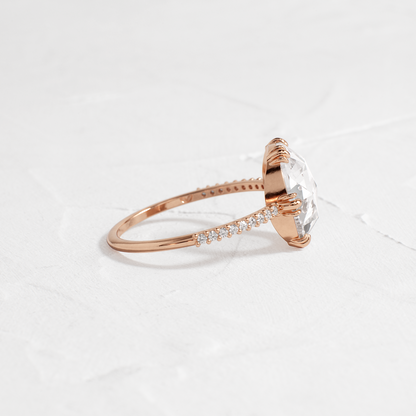 Pave-Rose Cut Lab Grown Diamond Engagement Ring