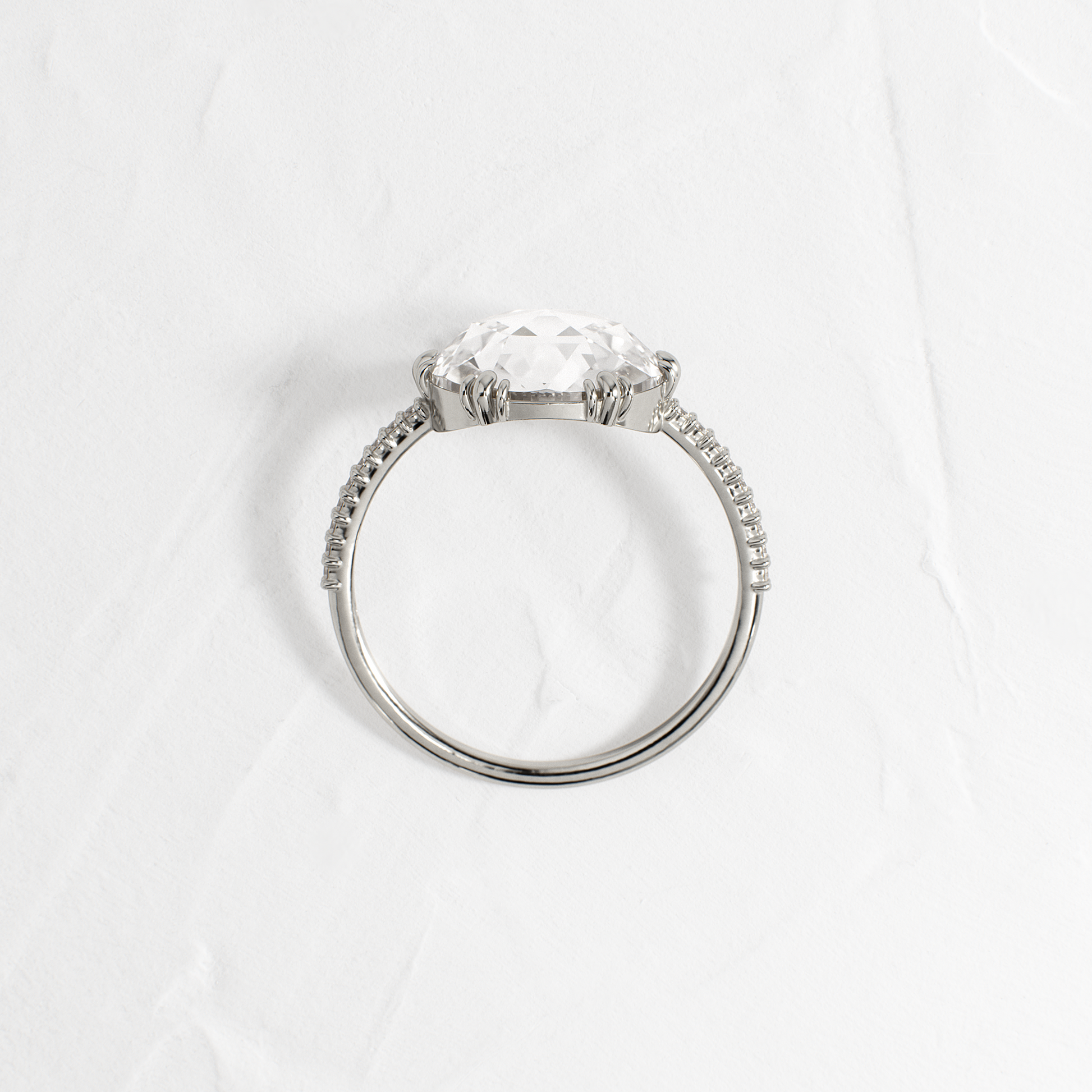 Pave-Rose Cut Lab Grown Diamond Engagement Ring