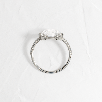 Pave-Rose Cut Lab Grown Diamond Engagement Ring