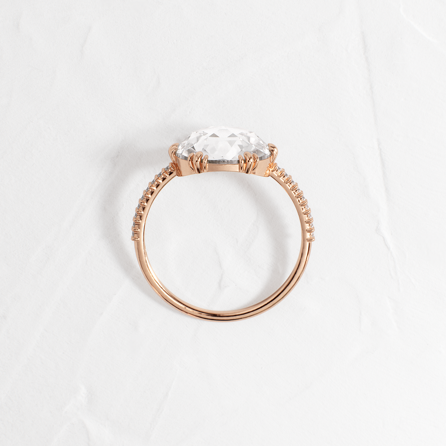 Pave-Rose Cut Lab Grown Diamond Engagement Ring