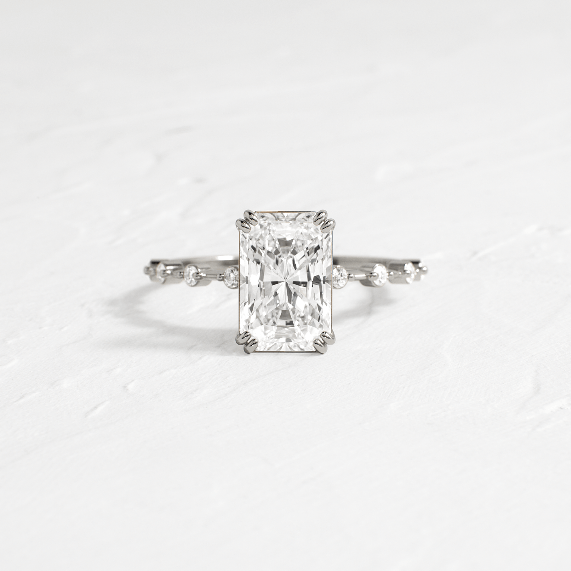 Pave-Radiant Lab Grown Diamond Engagement Ring