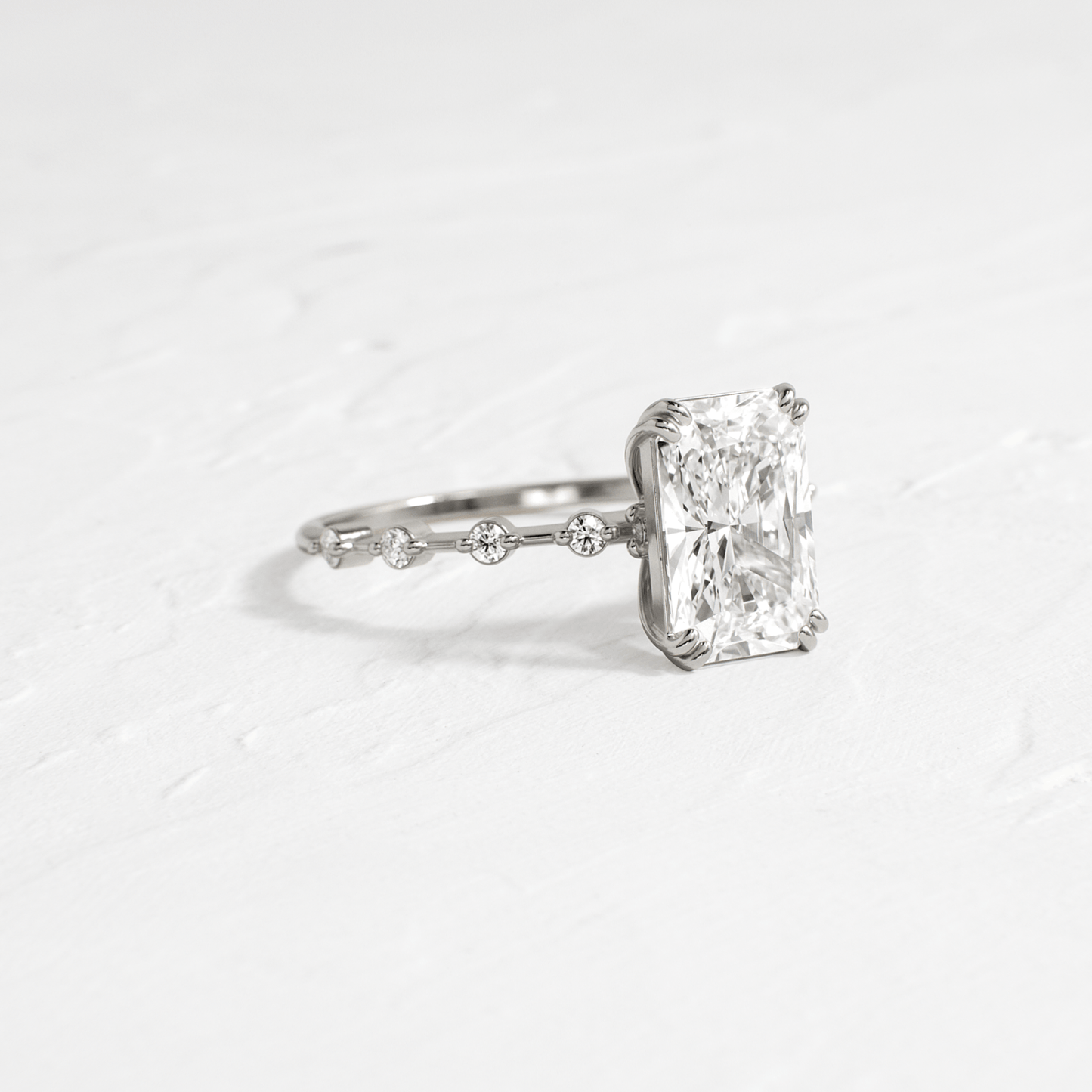 Pave-Radiant Lab Grown Diamond Engagement Ring