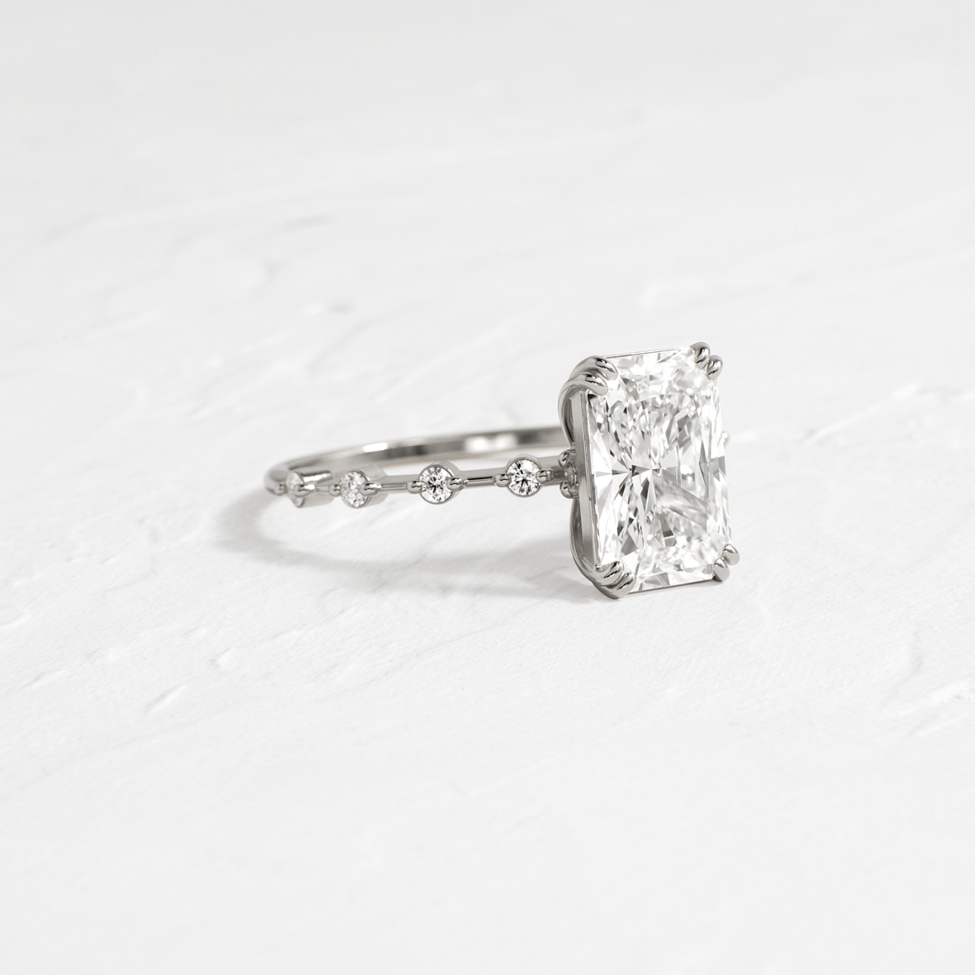 Pave-Radiant Lab Grown Diamond Engagement Ring