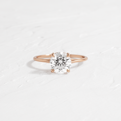 Solitaire with Hidden Stones-Round Lab Grown Diamond Engagement Ring