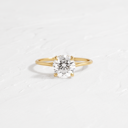 Solitaire with Hidden Stones-Round Lab Grown Diamond Engagement Ring