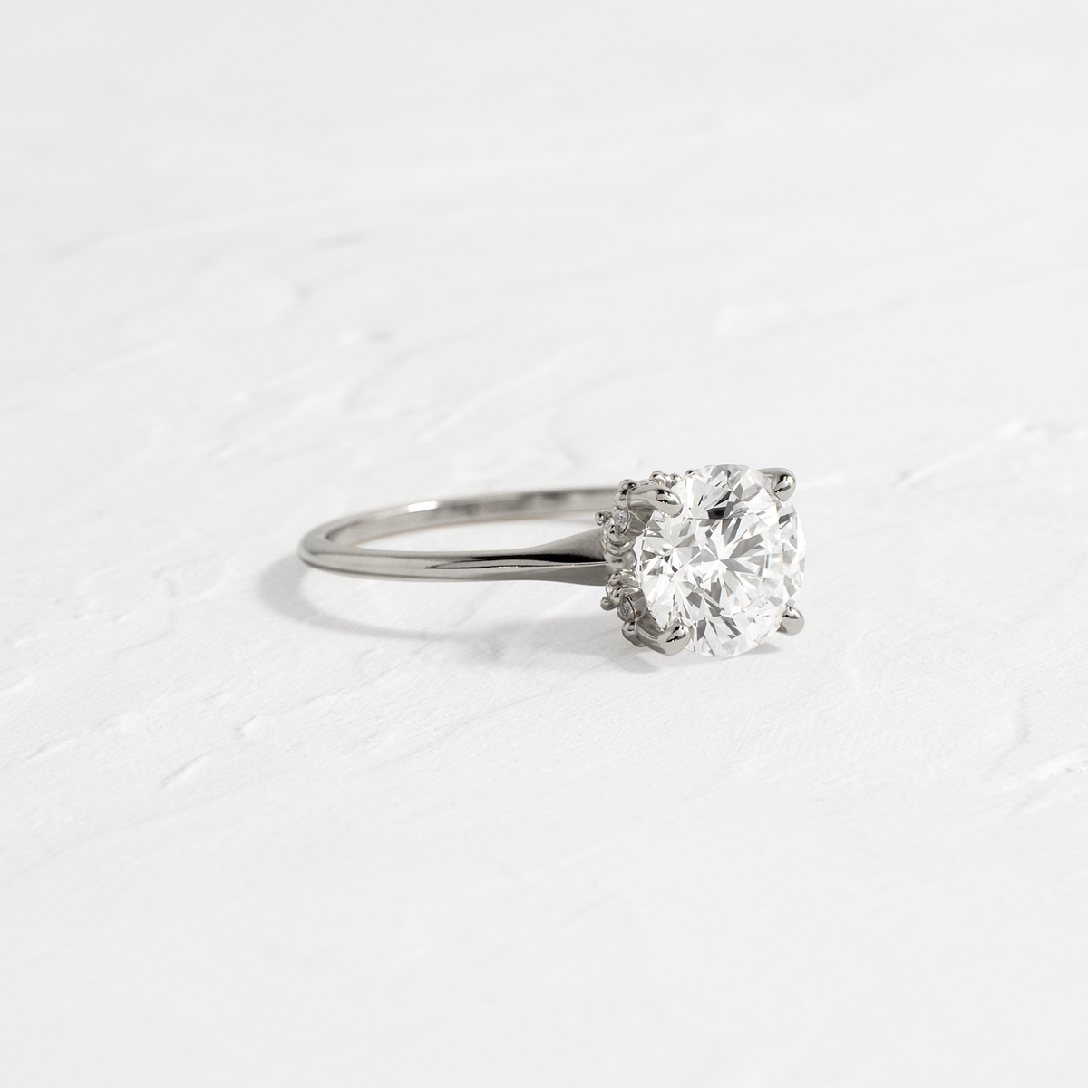 Solitaire with Hidden Stones-Round Lab Grown Diamond Engagement Ring