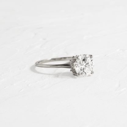 Solitaire with Hidden Stones-Round Lab Grown Diamond Engagement Ring