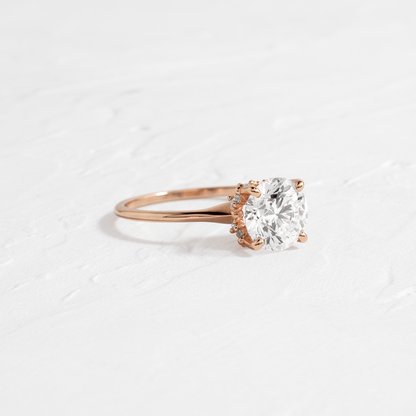 Solitaire with Hidden Stones-Round Lab Grown Diamond Engagement Ring