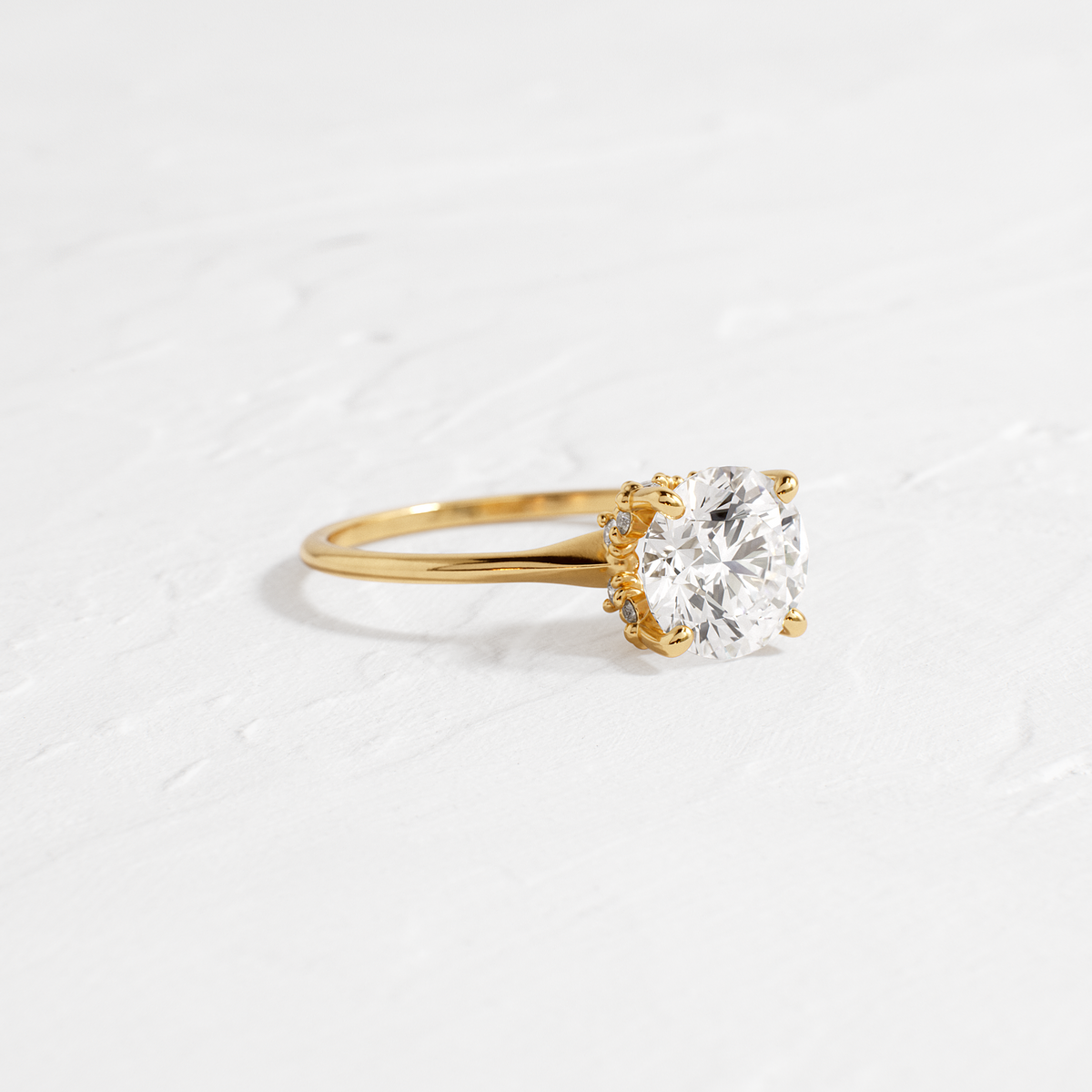 Solitaire with Hidden Stones-Round Lab Grown Diamond Engagement Ring