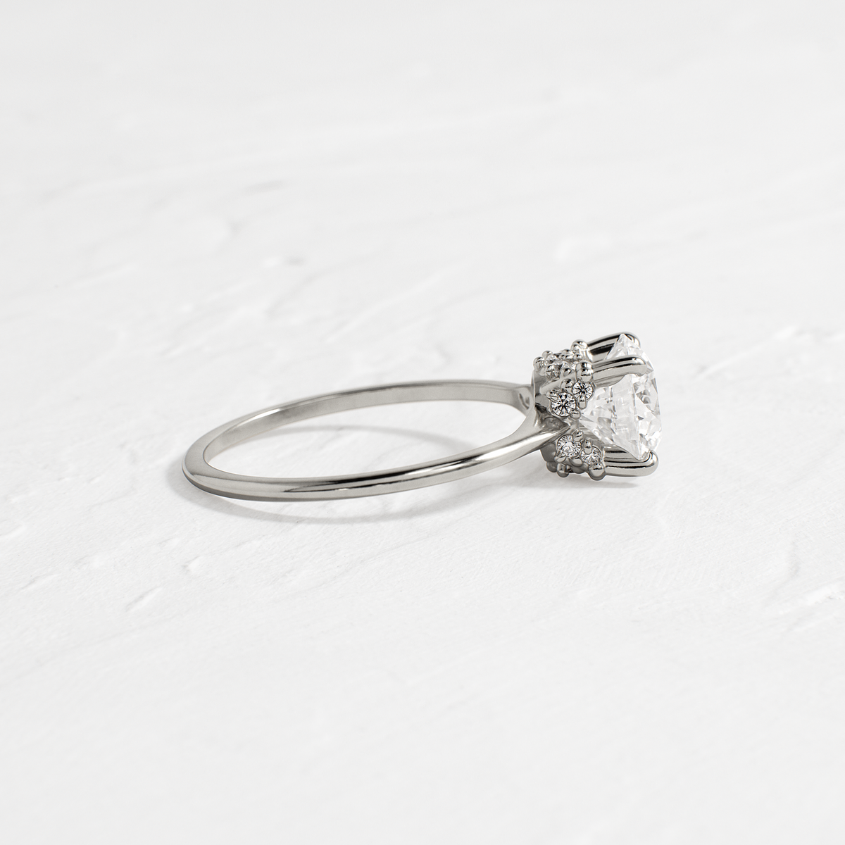 Solitaire with Hidden Stones-Round Lab Grown Diamond Engagement Ring