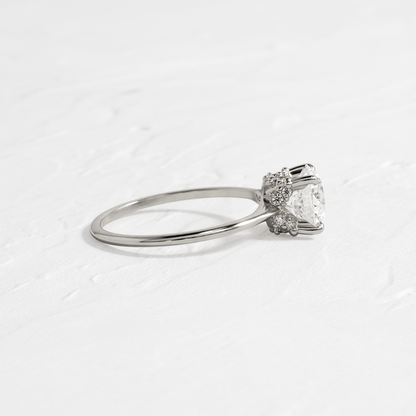 Solitaire with Hidden Stones-Round Lab Grown Diamond Engagement Ring
