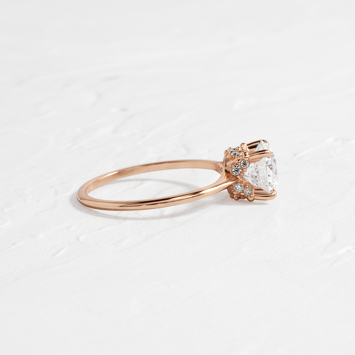 Solitaire with Hidden Stones-Round Lab Grown Diamond Engagement Ring