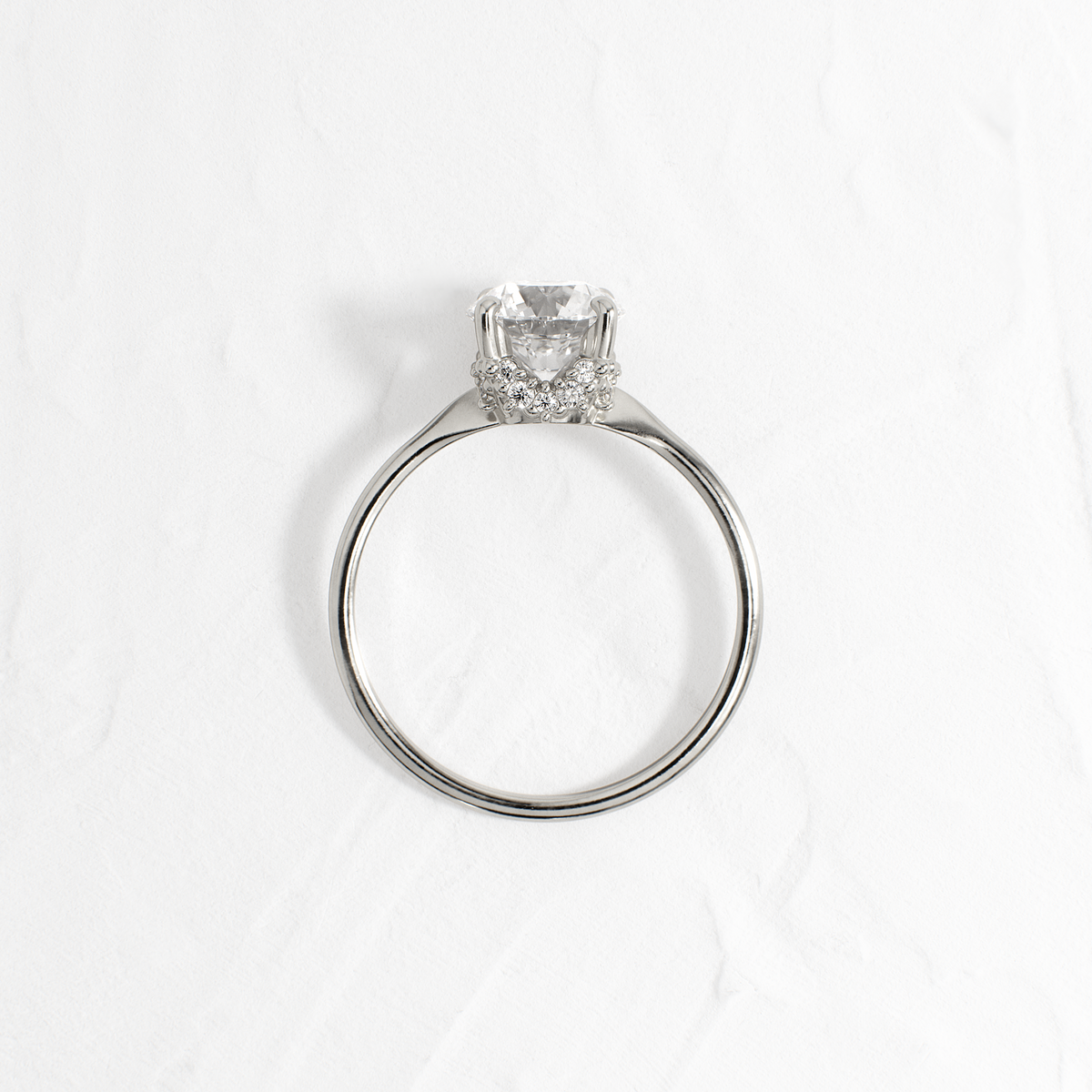 Solitaire with Hidden Stones-Round Lab Grown Diamond Engagement Ring