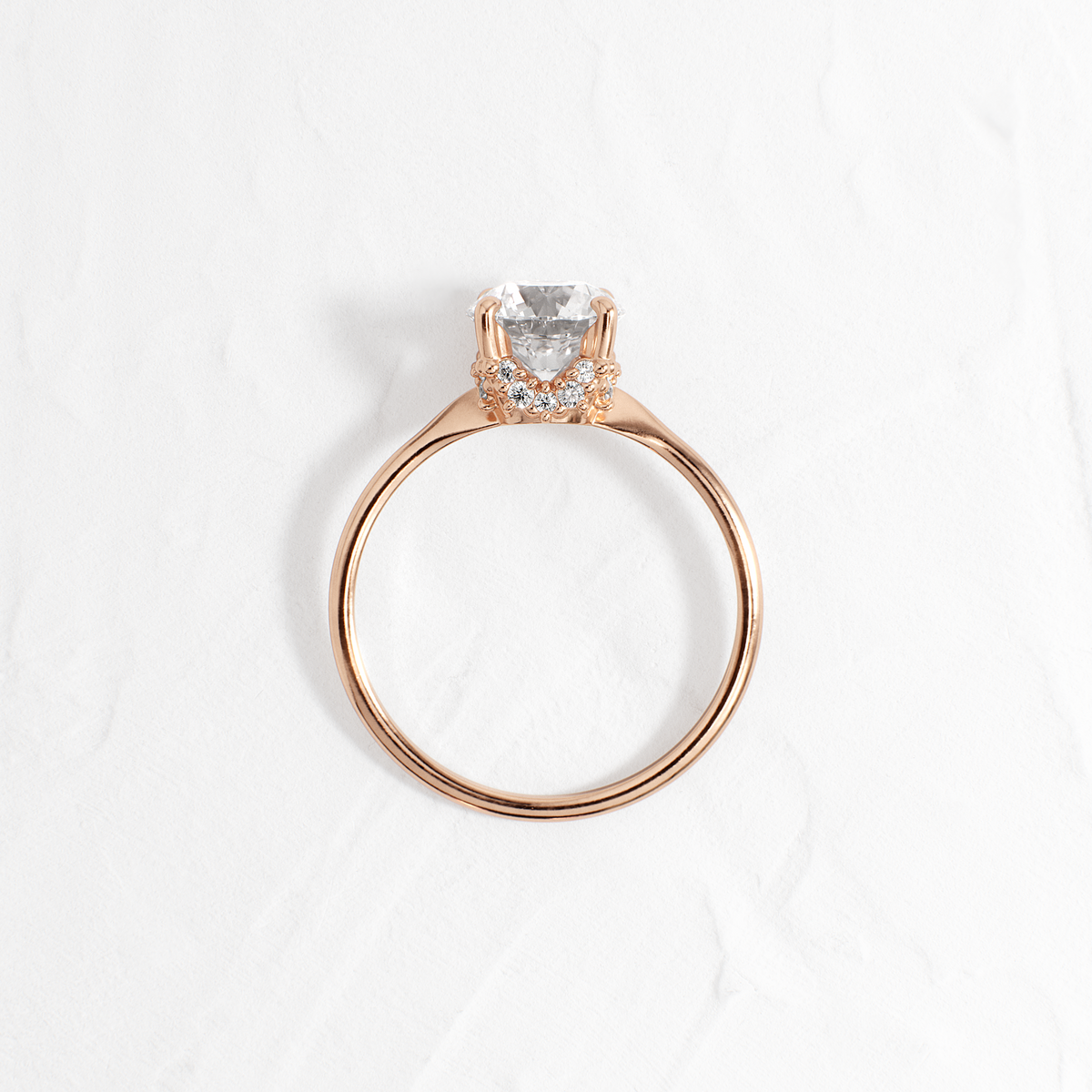 Solitaire with Hidden Stones-Round Lab Grown Diamond Engagement Ring