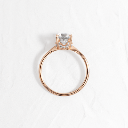 Solitaire with Hidden Stones-Round Lab Grown Diamond Engagement Ring