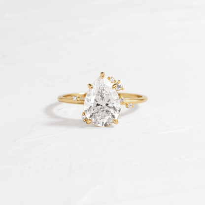 Cluster-Pear Lab Grown Diamond Engagement Ring