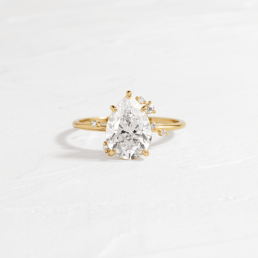 Cluster-Pear Lab Grown Diamond Engagement Ring