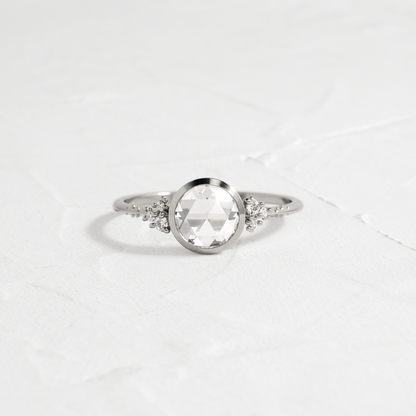 Bezel & Cluster-Rose Cut Lab Grown Diamond Engagement Ring