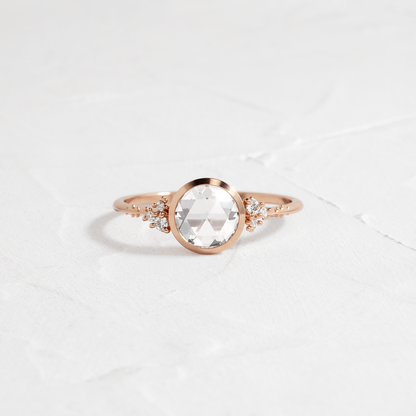 Bezel & Cluster-Rose Cut Lab Grown Diamond Engagement Ring
