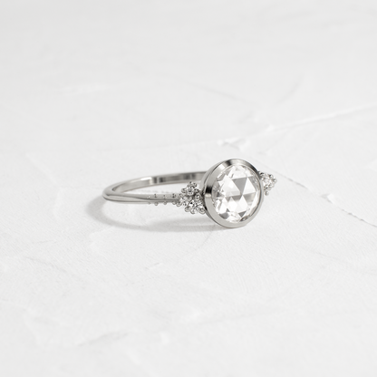 Bezel & Cluster-Rose Cut Lab Grown Diamond Engagement Ring