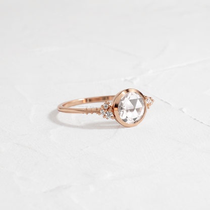 Bezel & Cluster-Rose Cut Lab Grown Diamond Engagement Ring